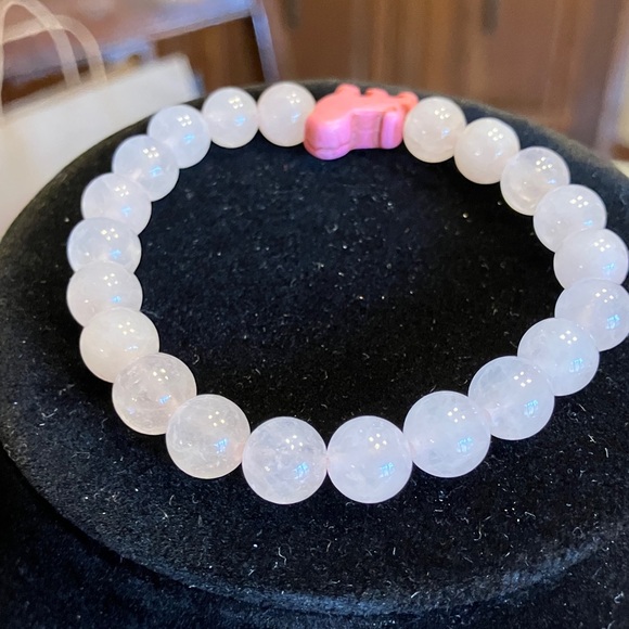 ROSE QUARTZ LARGE PENDANT AND SMALLER CHIPS ON THE SIDES MATCHING BRACELET - Picture 3 of 12
